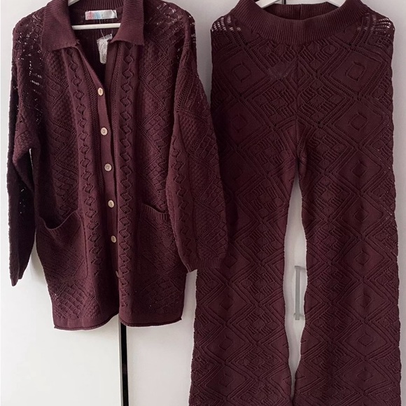 Free People Get Away Fauxchet Set Size S Small Relaxed Cardigan and Pants - Picture 2 of 4